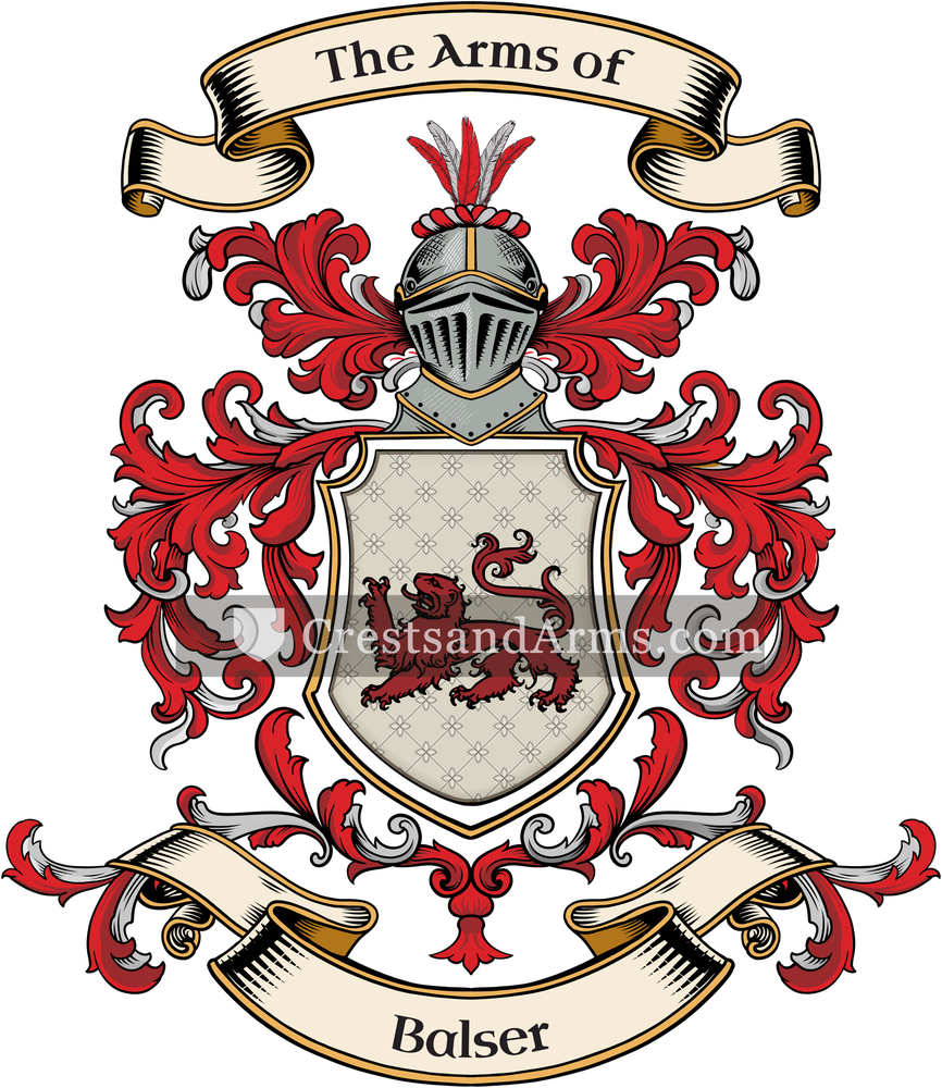 The Balser coat of arms, drawn from the recorded blazon