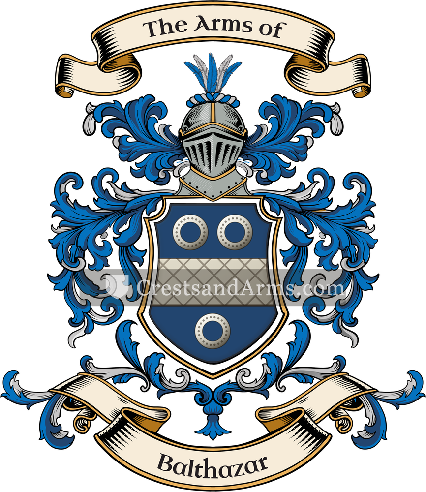 The Balthazar coat of arms, drawn from the recorded blazon