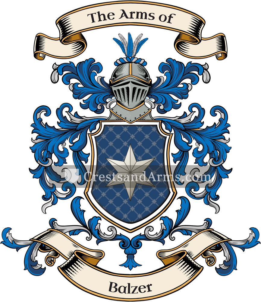 The Balzer coat of arms, drawn from the recorded blazon