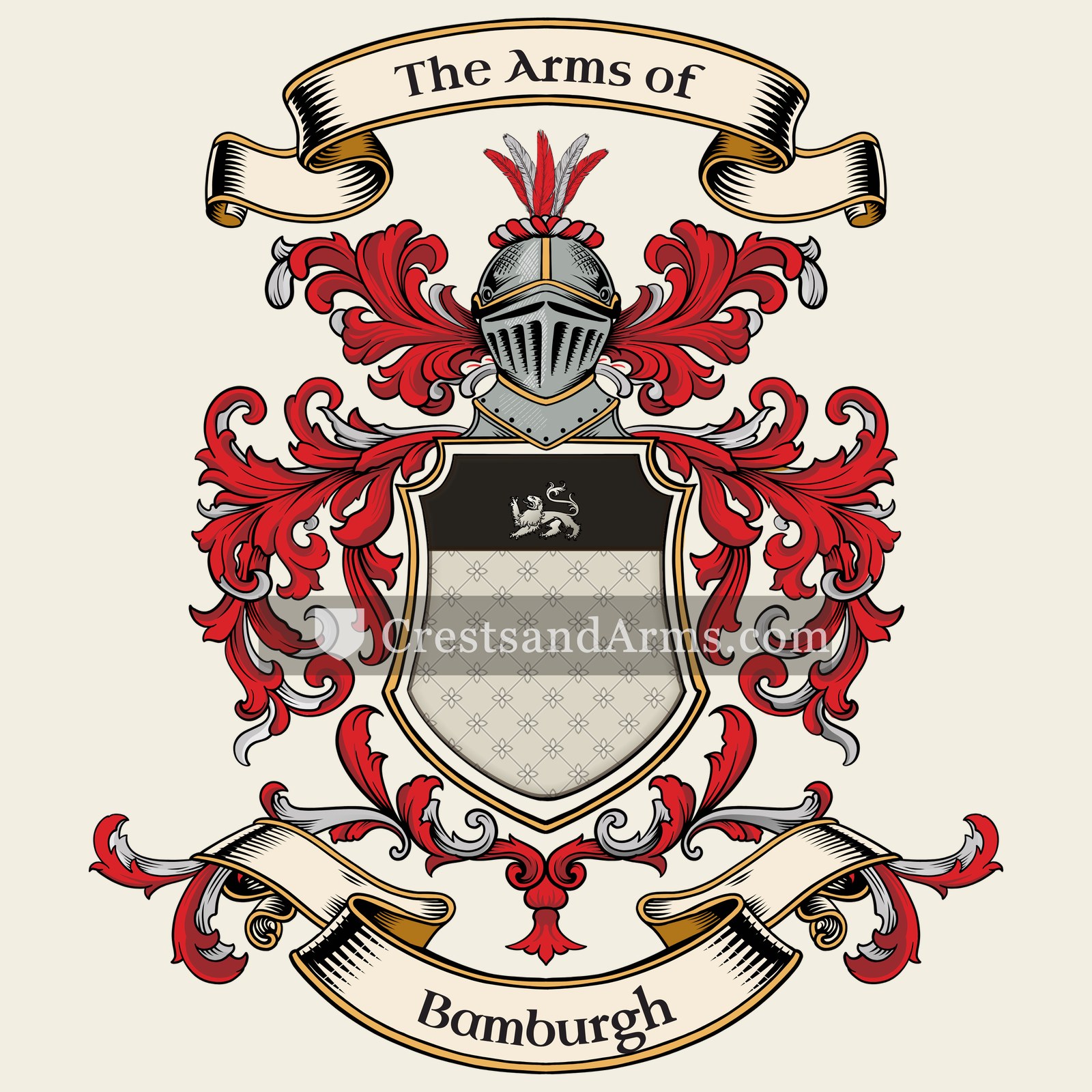 The Bamburgh coat of arms, drawn from the recorded blazon