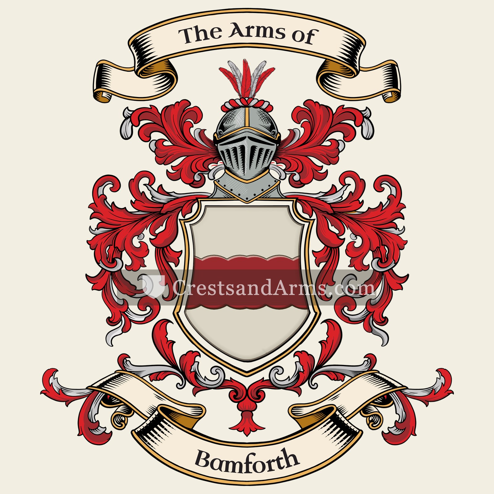 The Bamforth coat of arms, drawn from the recorded blazon
