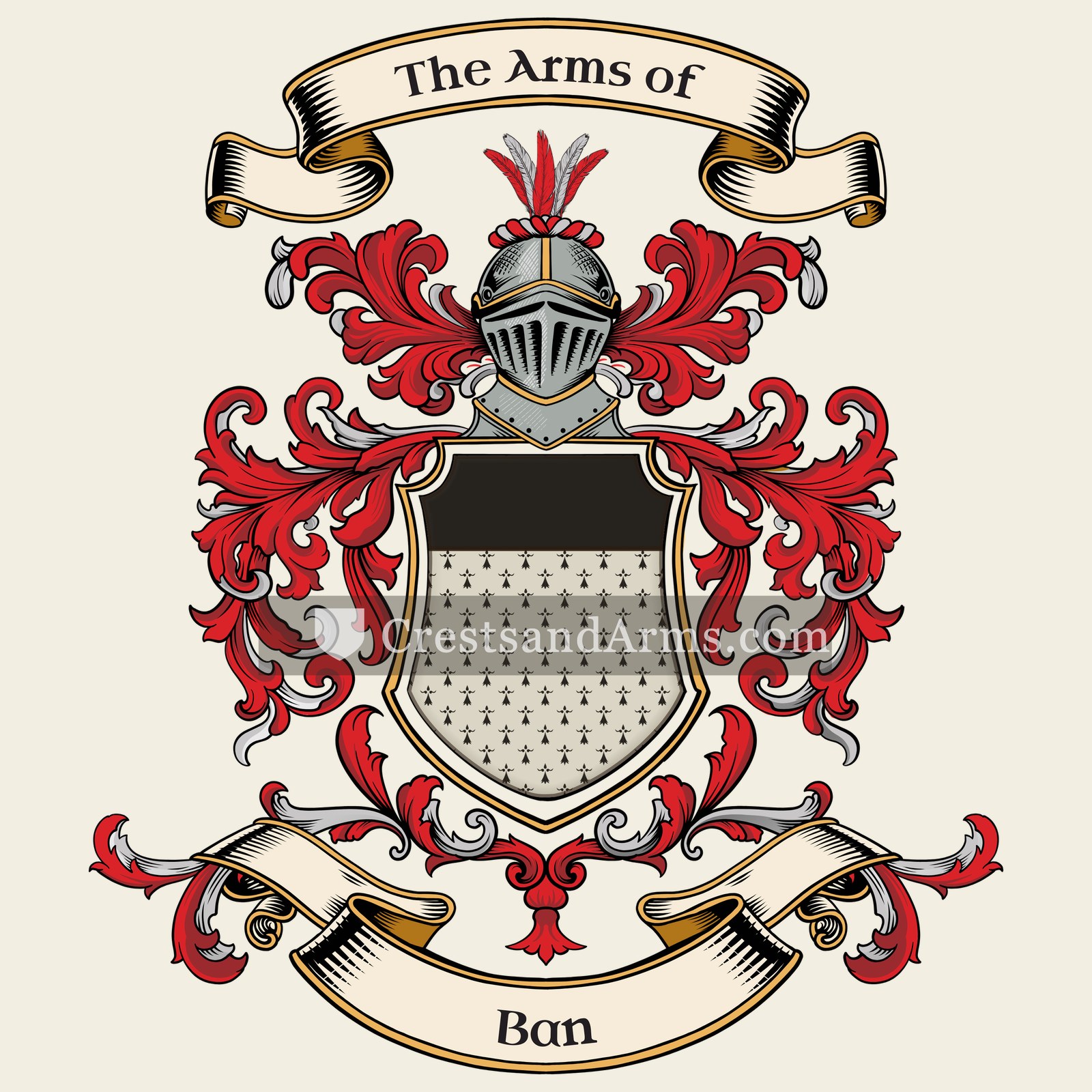 The Ban coat of arms, drawn from the recorded blazon