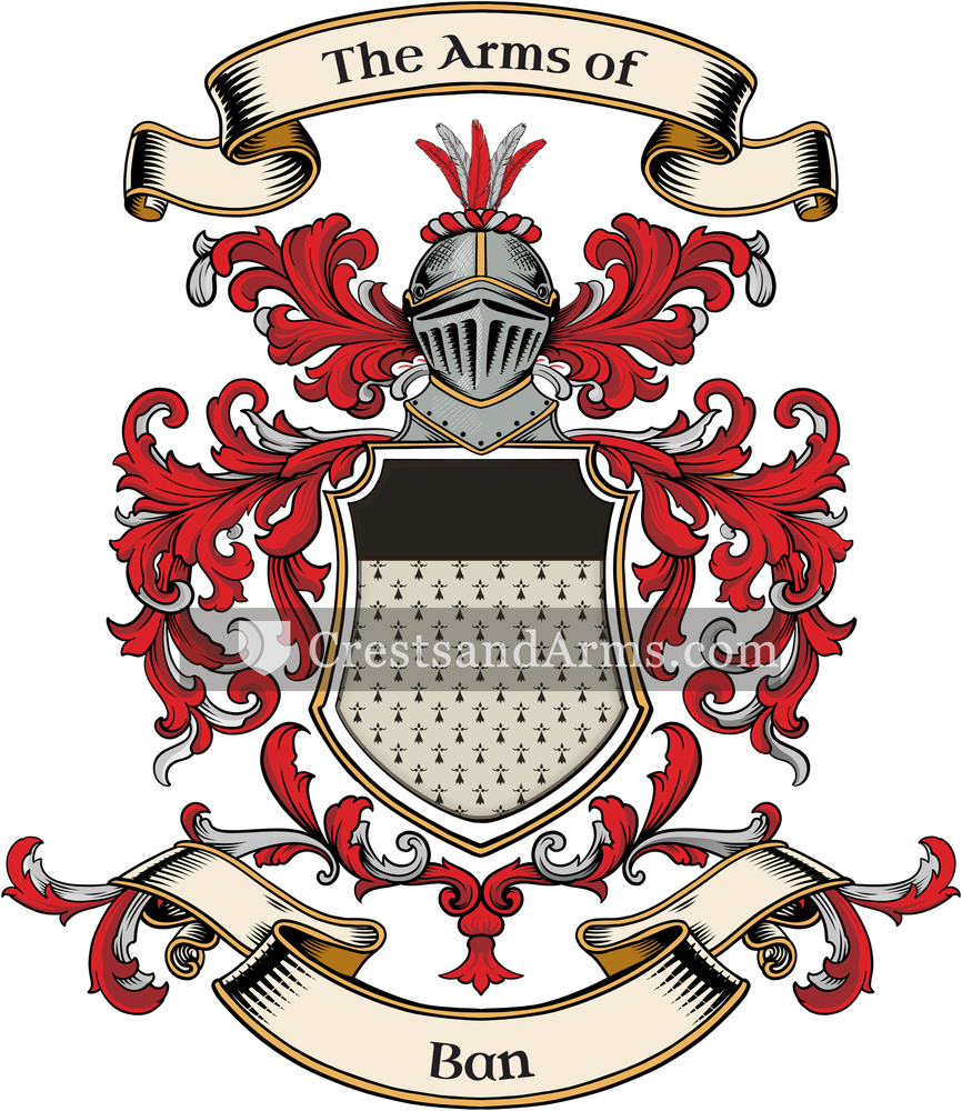 The Ban coat of arms, drawn from the recorded blazon