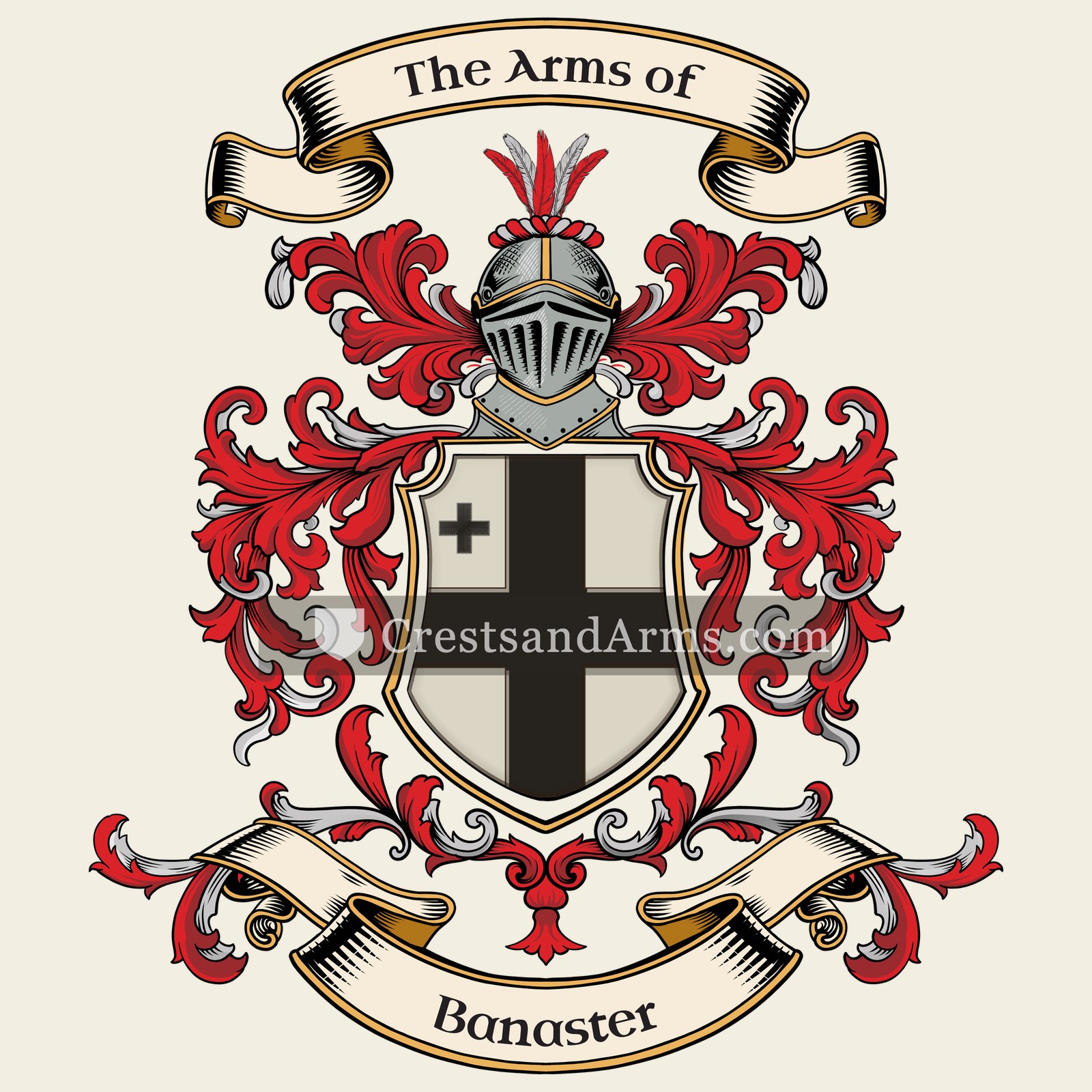 The Banaster coat of arms, drawn from the recorded blazon