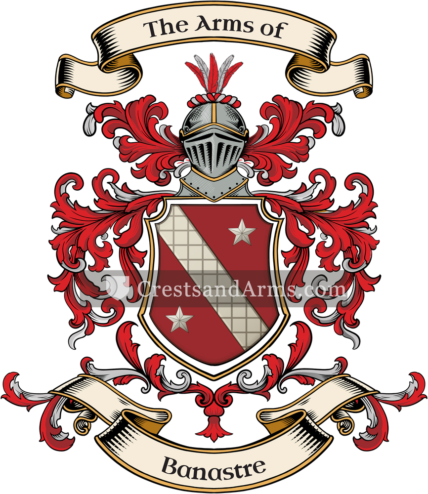 The Banastre coat of arms, drawn from the recorded blazon