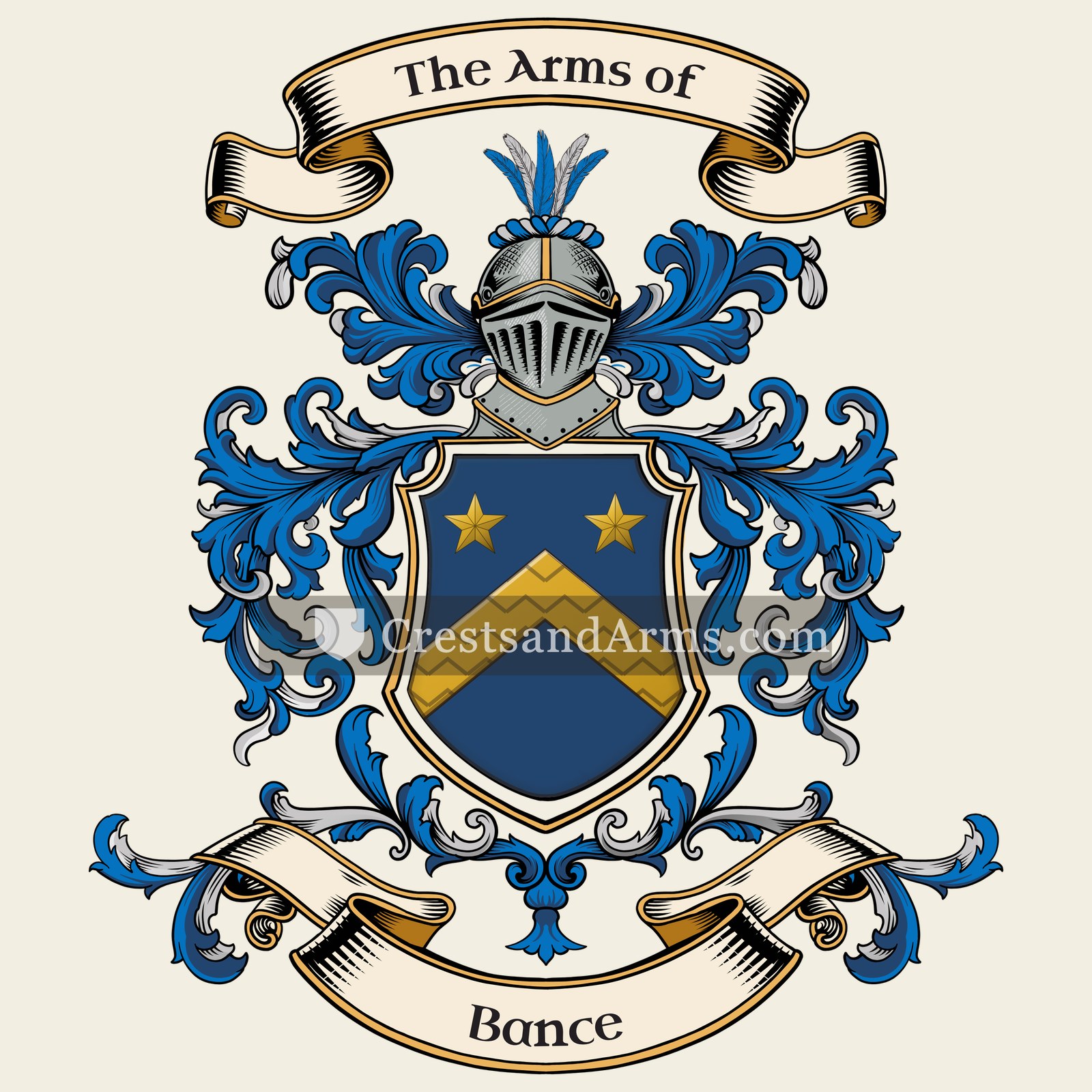 The Bance coat of arms, drawn from the recorded blazon