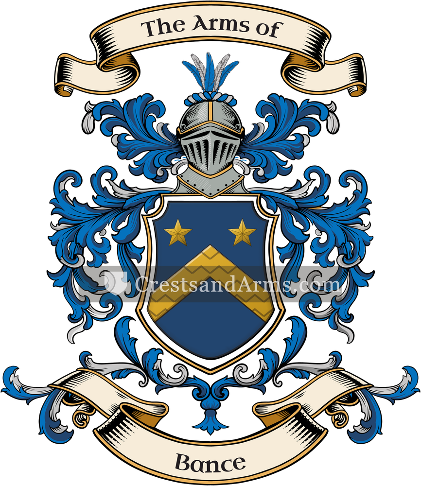 The Bance coat of arms, drawn from the recorded blazon