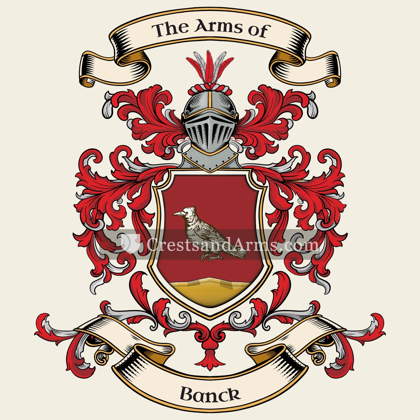 The Banck coat of arms, drawn from the recorded blazon
