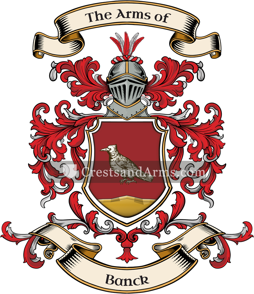 The Banck coat of arms, drawn from the recorded blazon