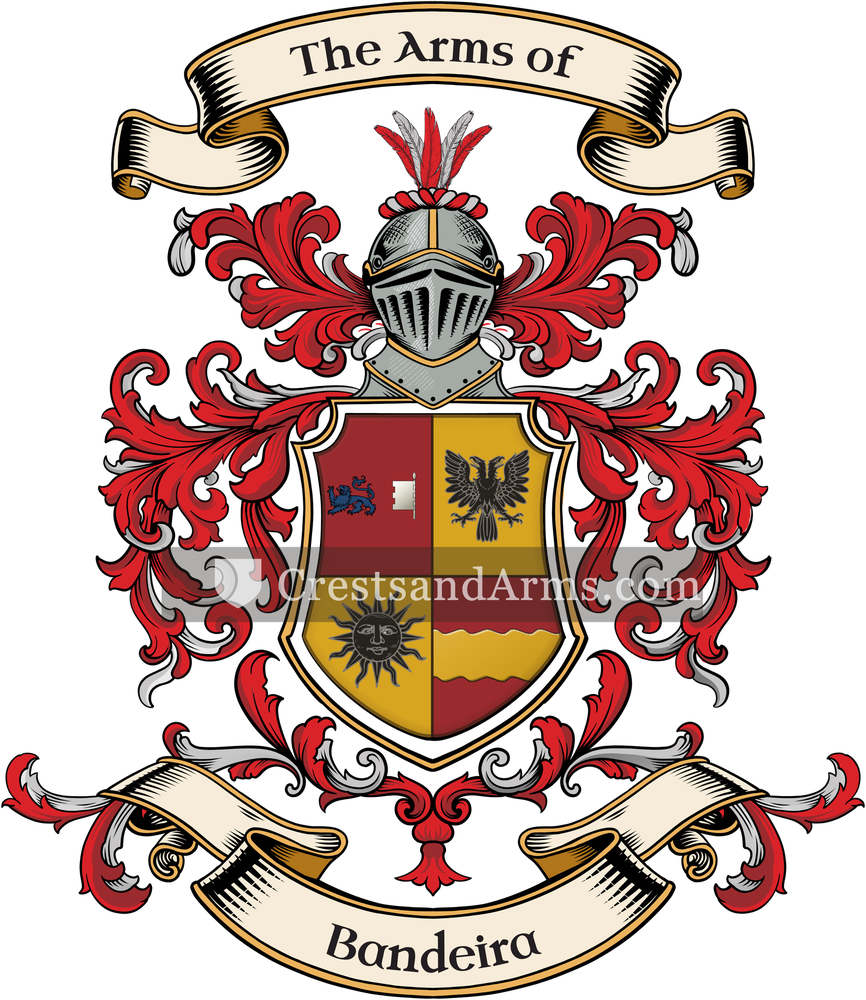The Bandeira coat of arms, drawn from the recorded blazon