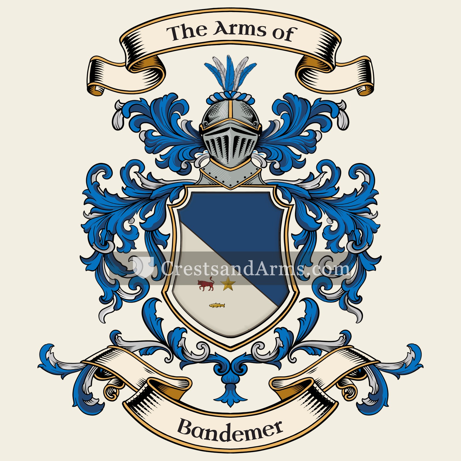 The Bandemer coat of arms, drawn from the recorded blazon