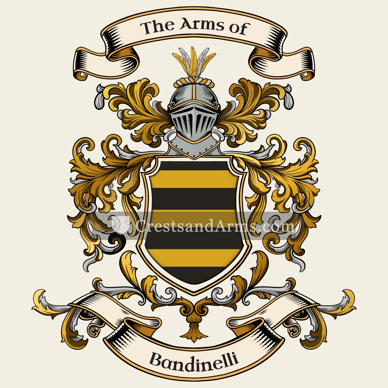 The Bandinelli coat of arms, drawn from the recorded blazon