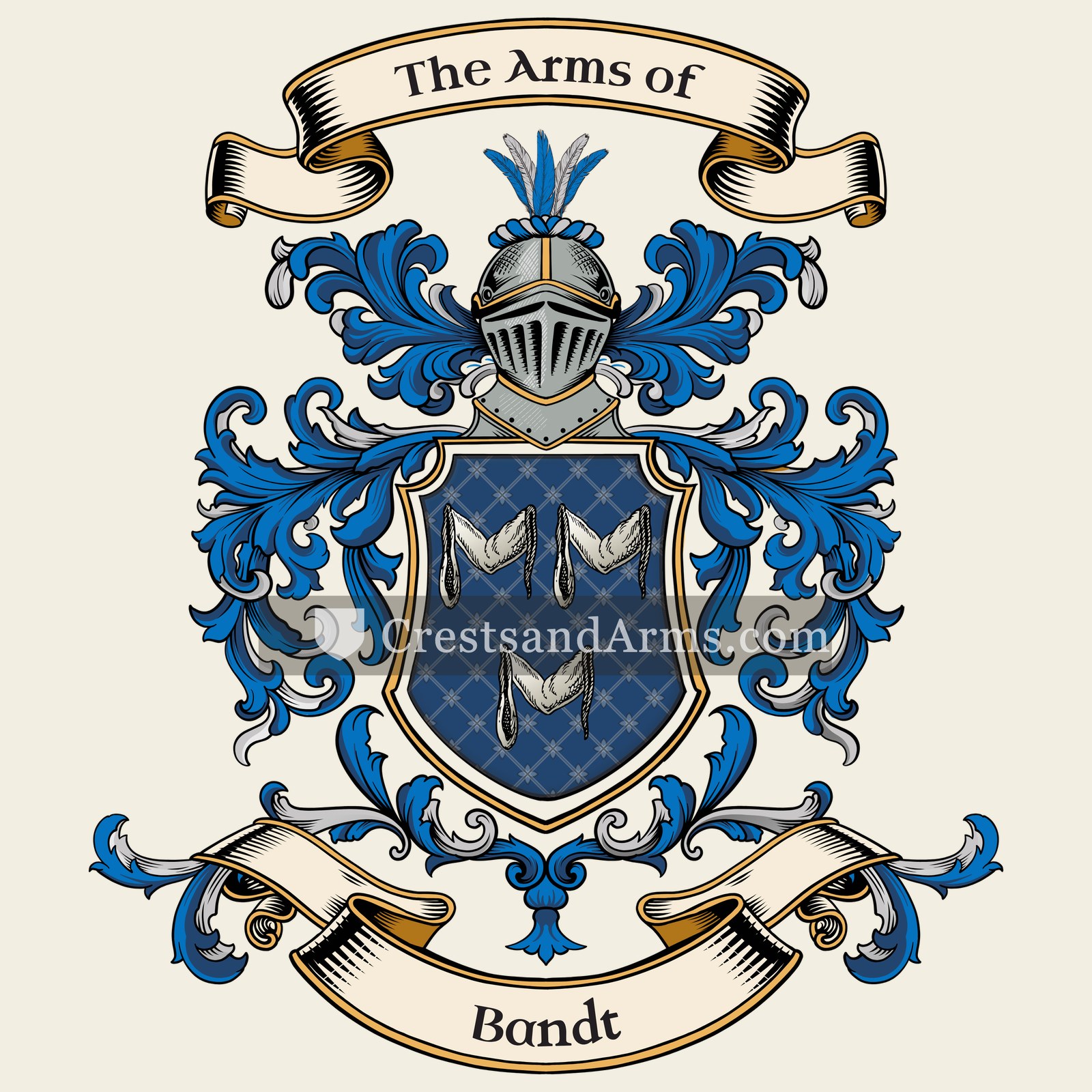 The Bandt coat of arms, drawn from the recorded blazon
