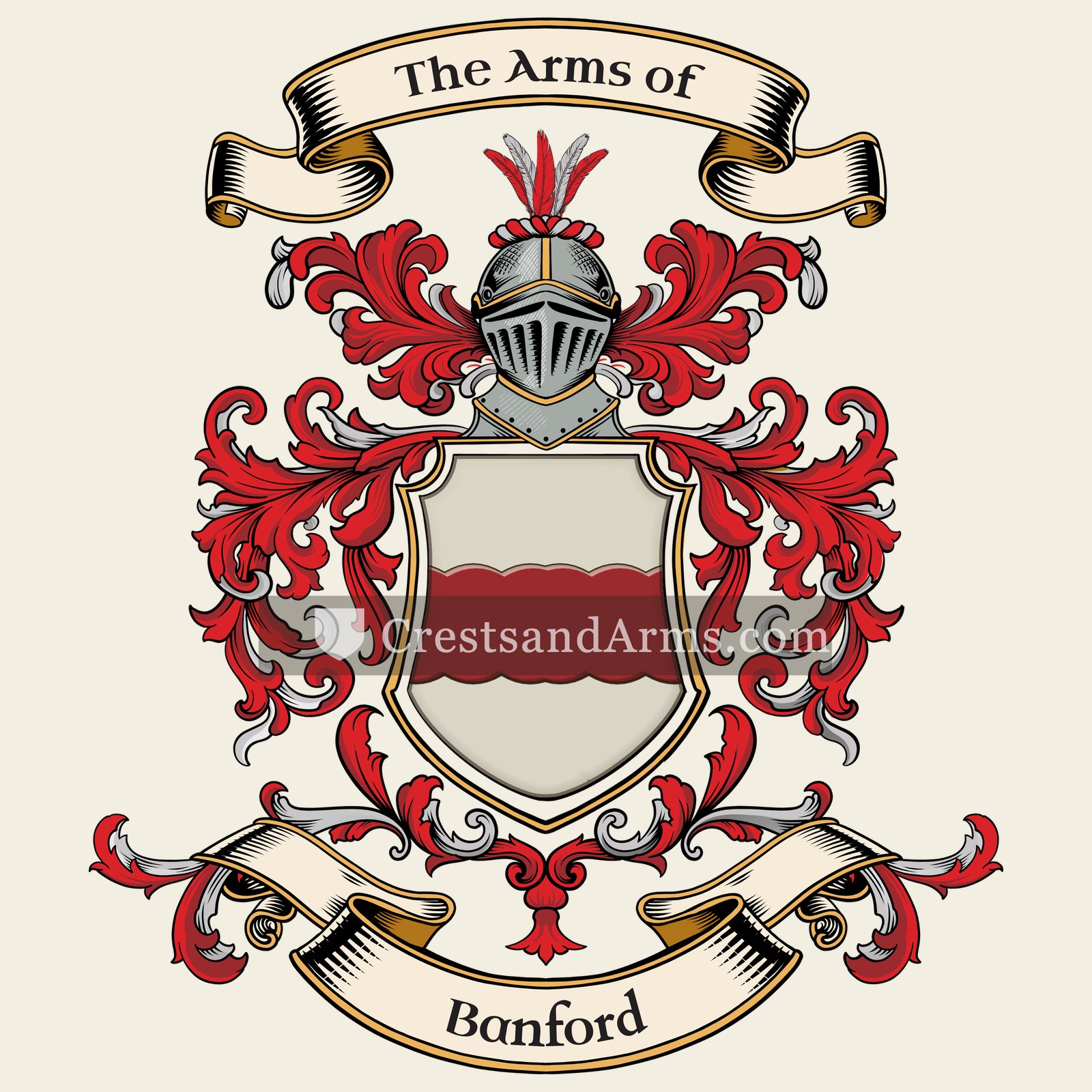 The Banford coat of arms, drawn from the recorded blazon