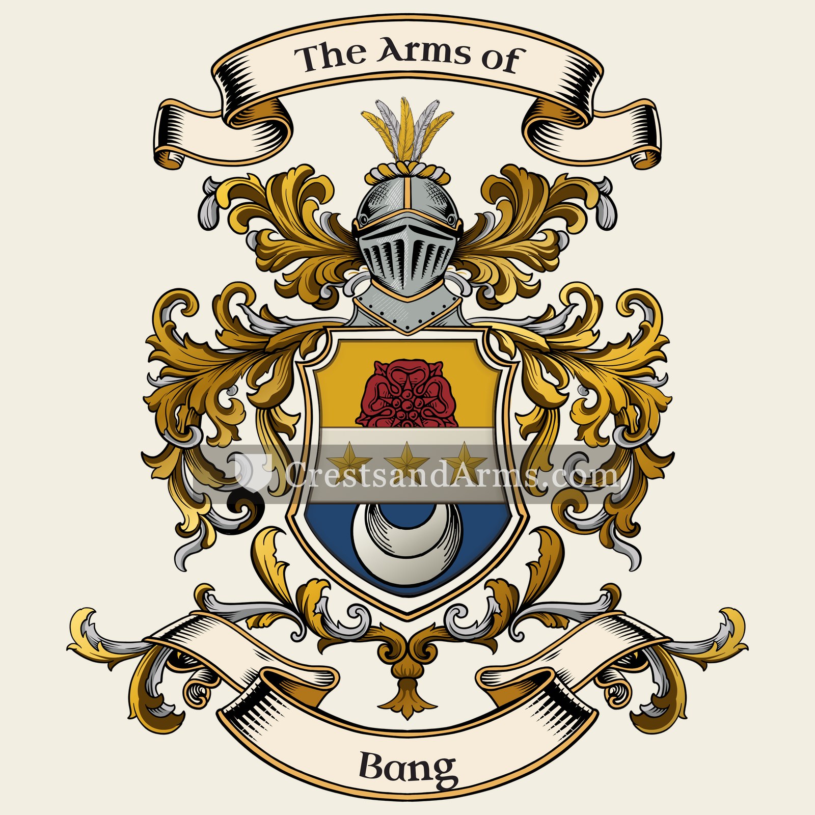The Bang coat of arms, drawn from the recorded blazon