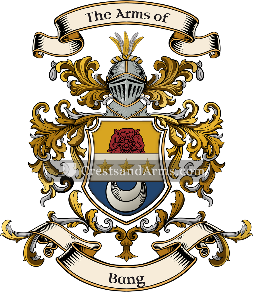 The Bang coat of arms, drawn from the recorded blazon