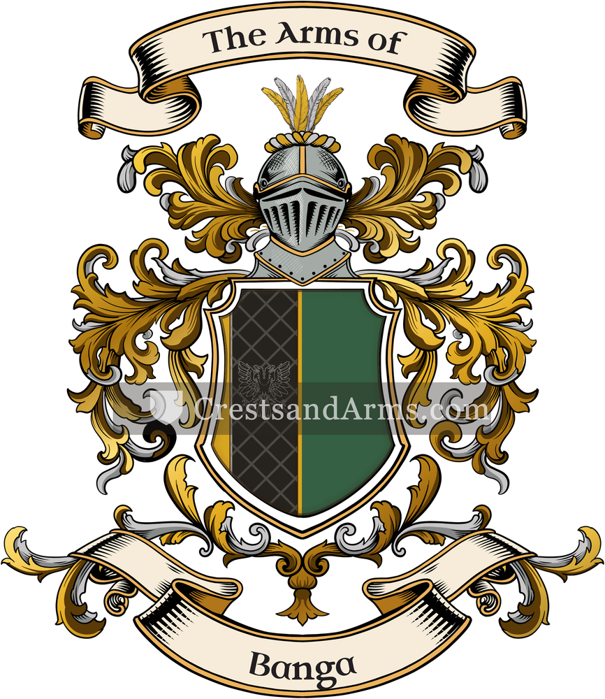 The Banga coat of arms, drawn from the recorded blazon