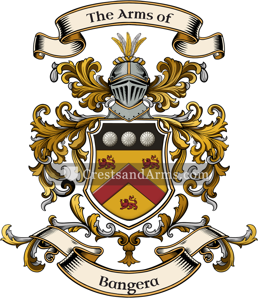 The Bangera coat of arms, drawn from the recorded blazon