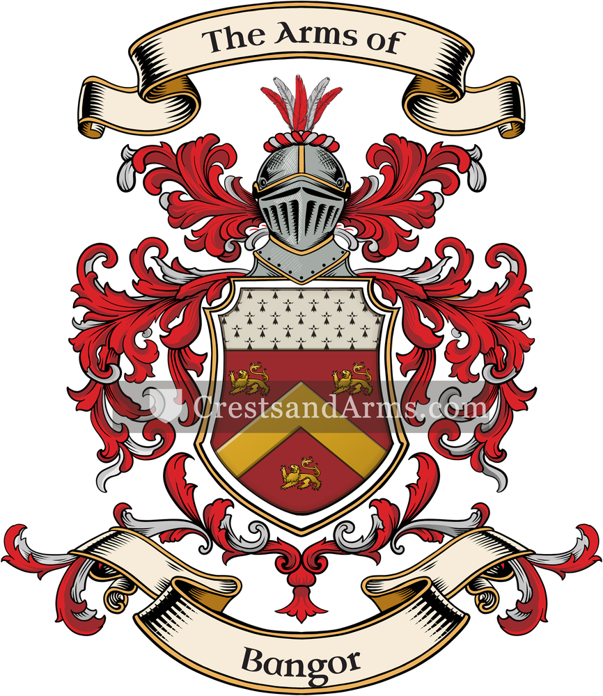 The Bangor coat of arms, drawn from the recorded blazon