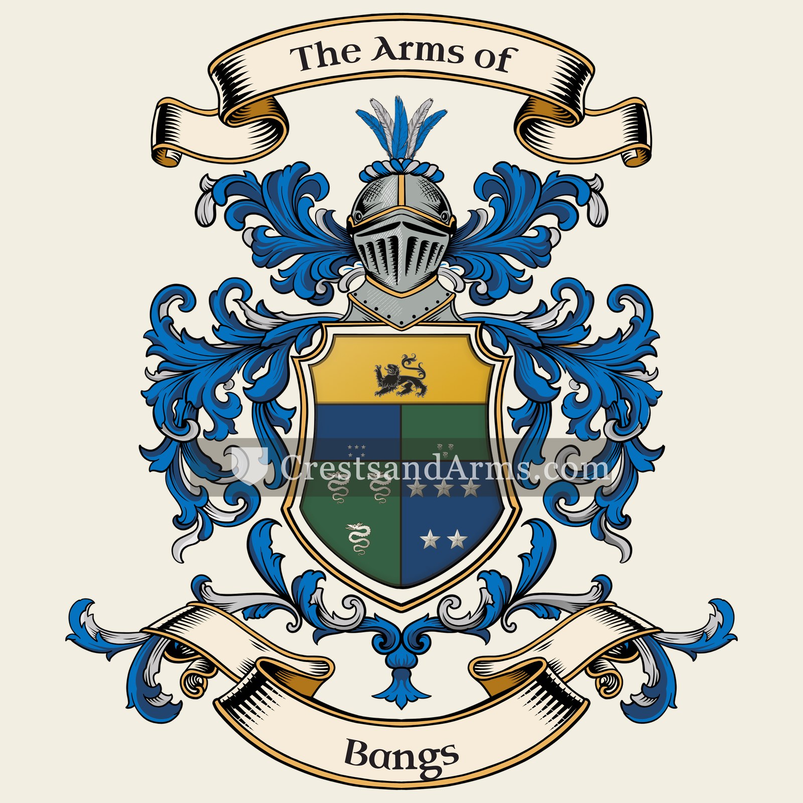The Bangs coat of arms, drawn from the recorded blazon