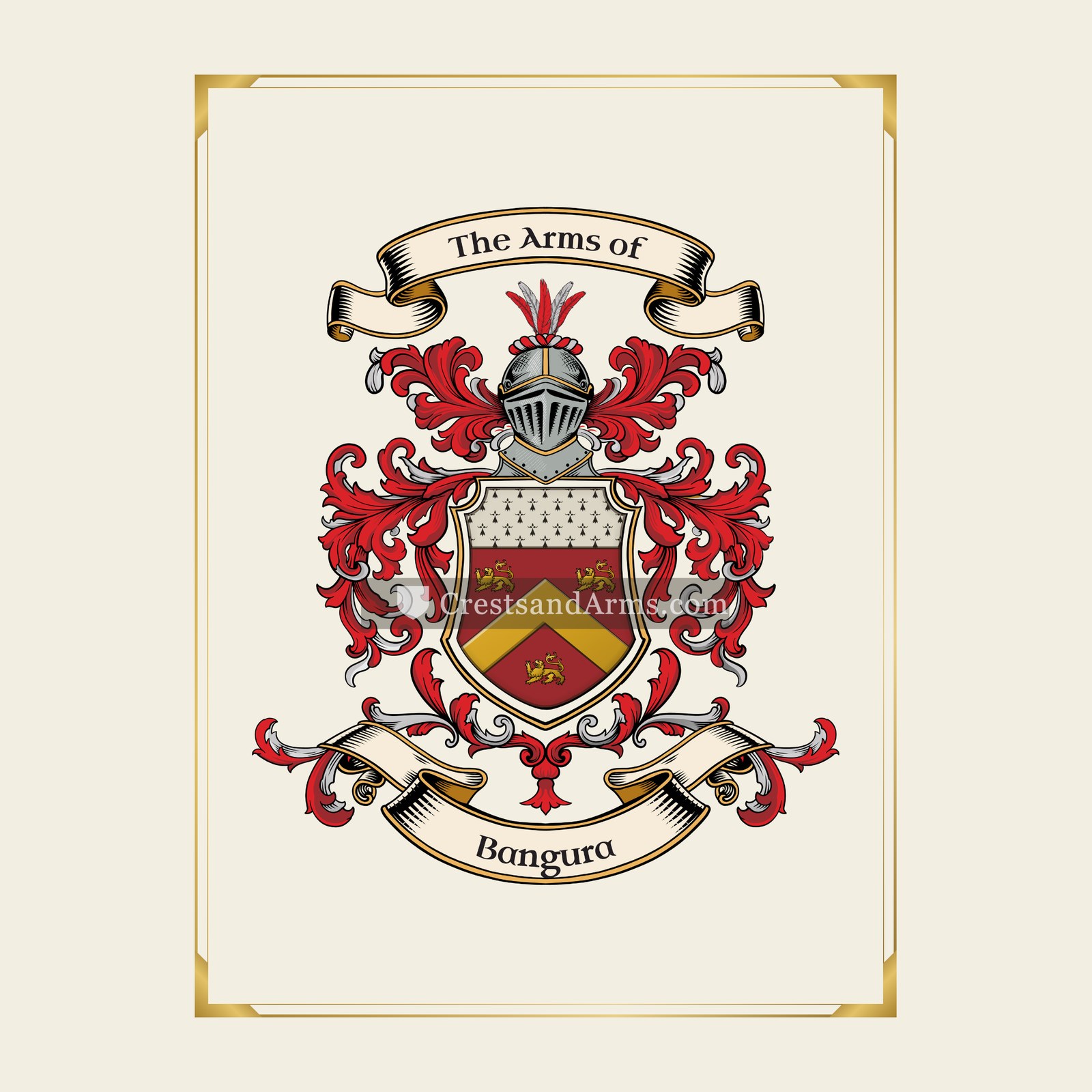 With gold border