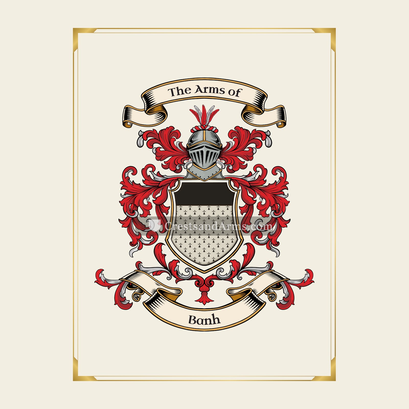 With gold border
