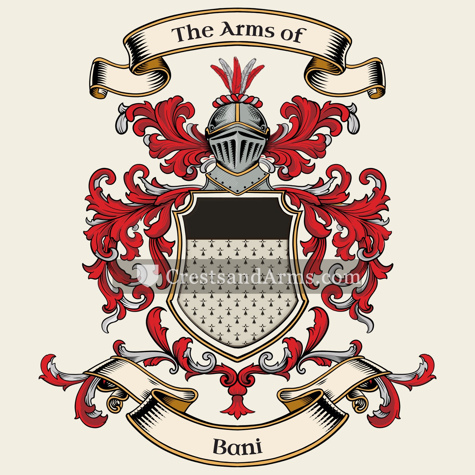 The Bani coat of arms, drawn from the recorded blazon