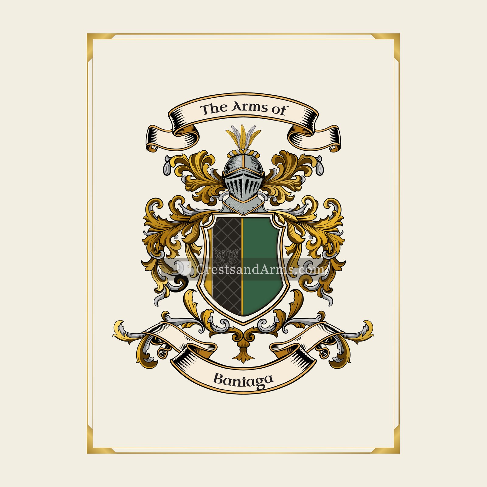 With gold border