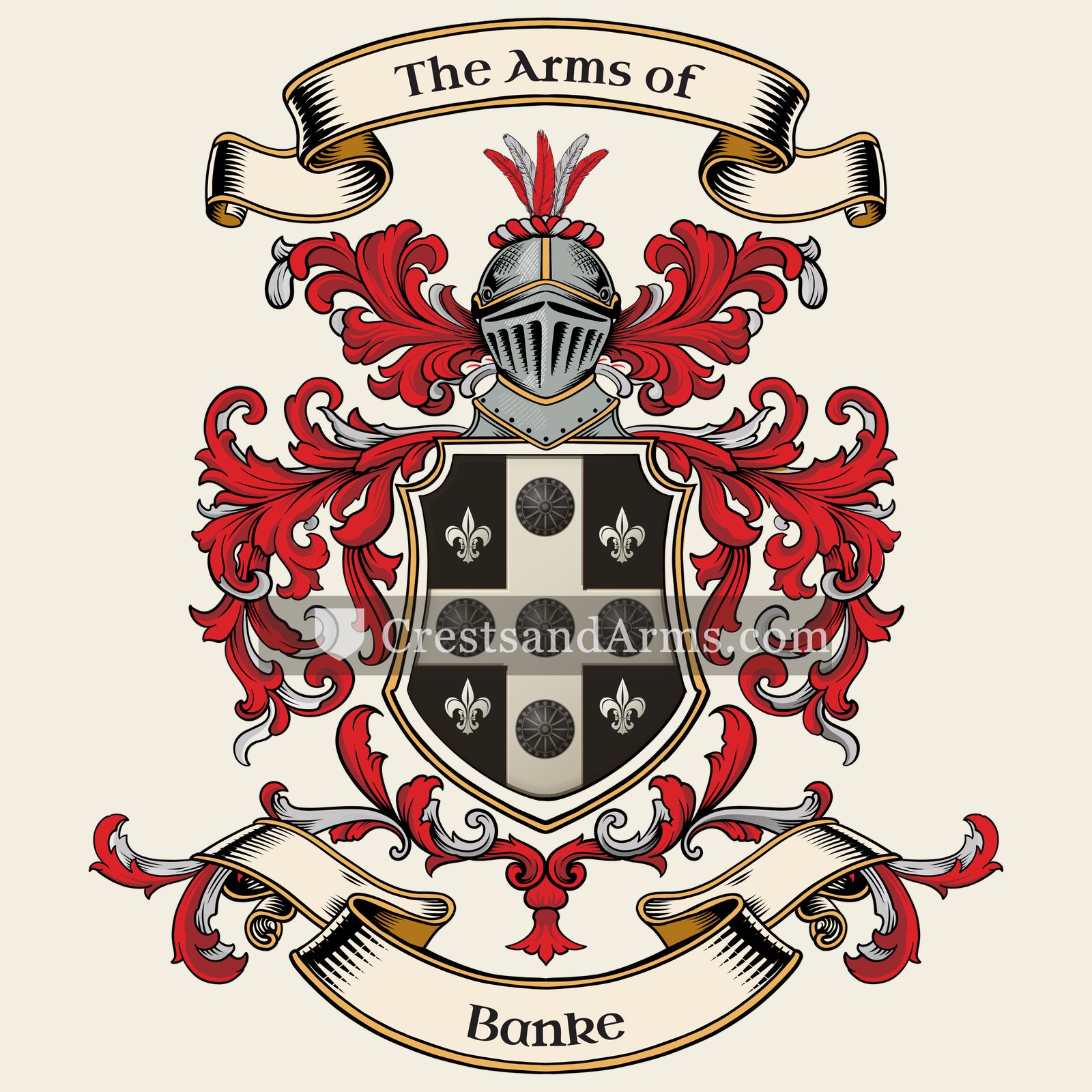 The Banke coat of arms, drawn from the recorded blazon