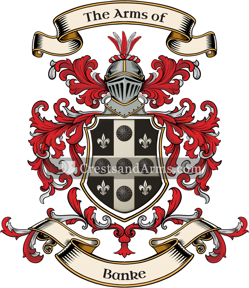 The Banke coat of arms, drawn from the recorded blazon