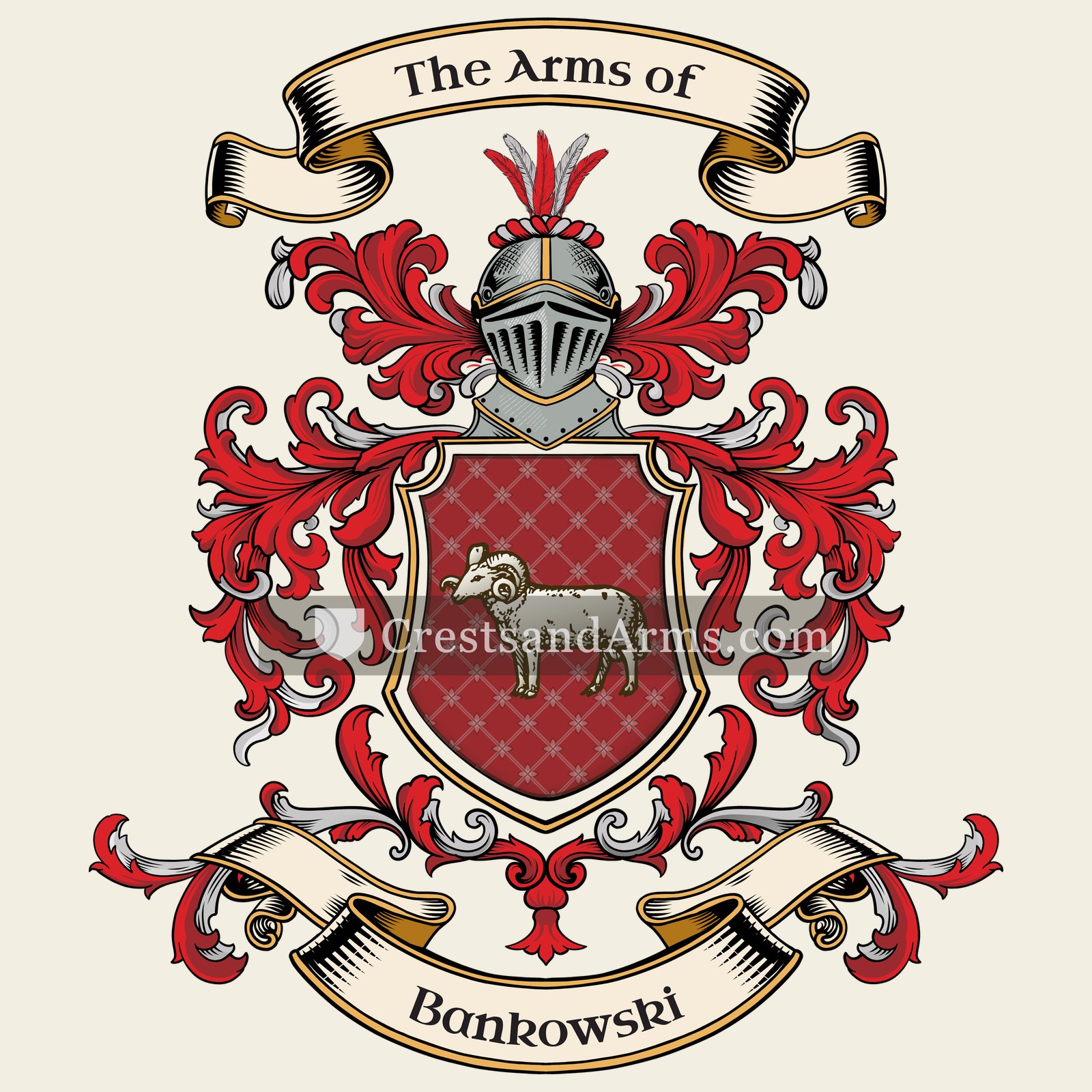 The Bankowski coat of arms, drawn from the recorded blazon