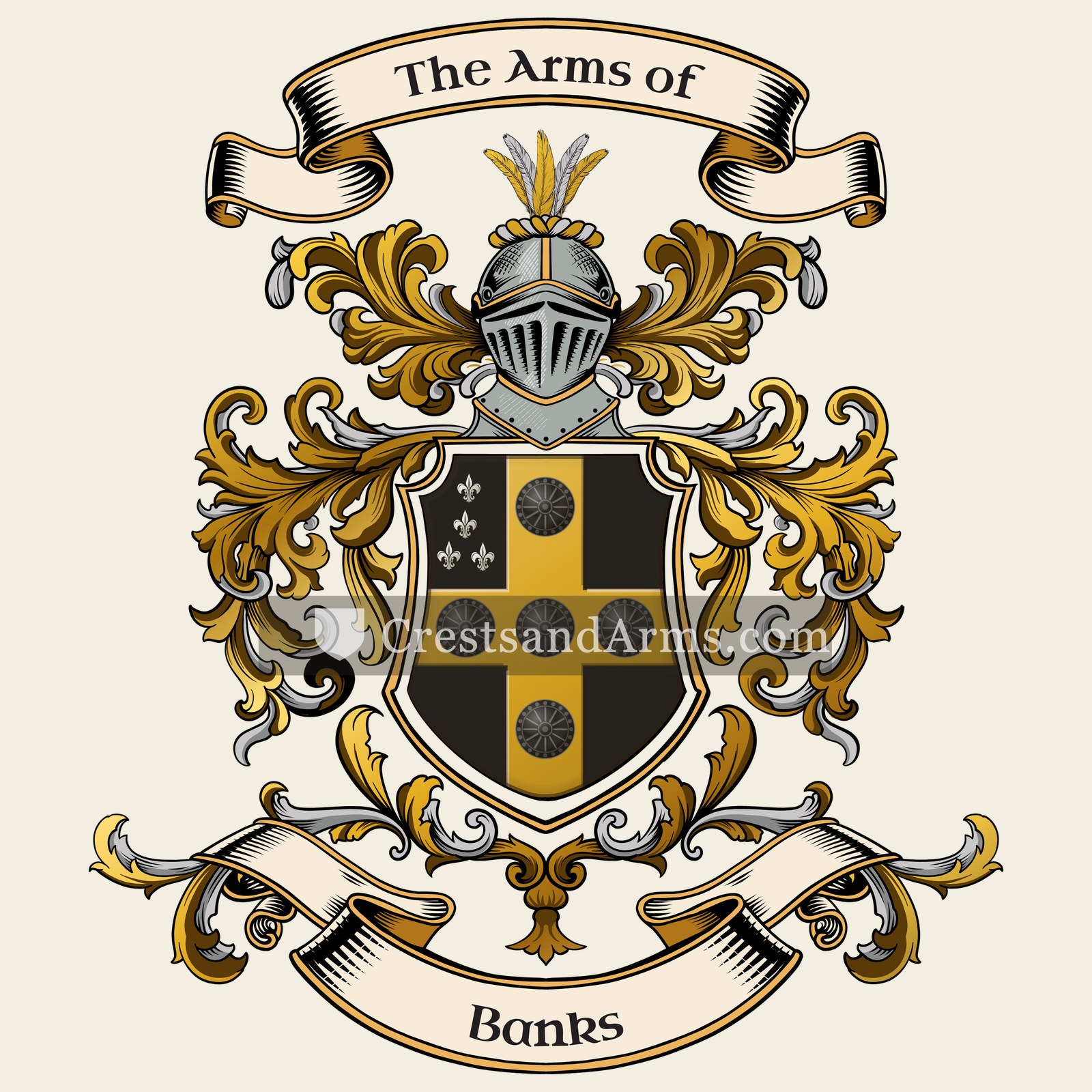 The Banks coat of arms, drawn from the recorded blazon