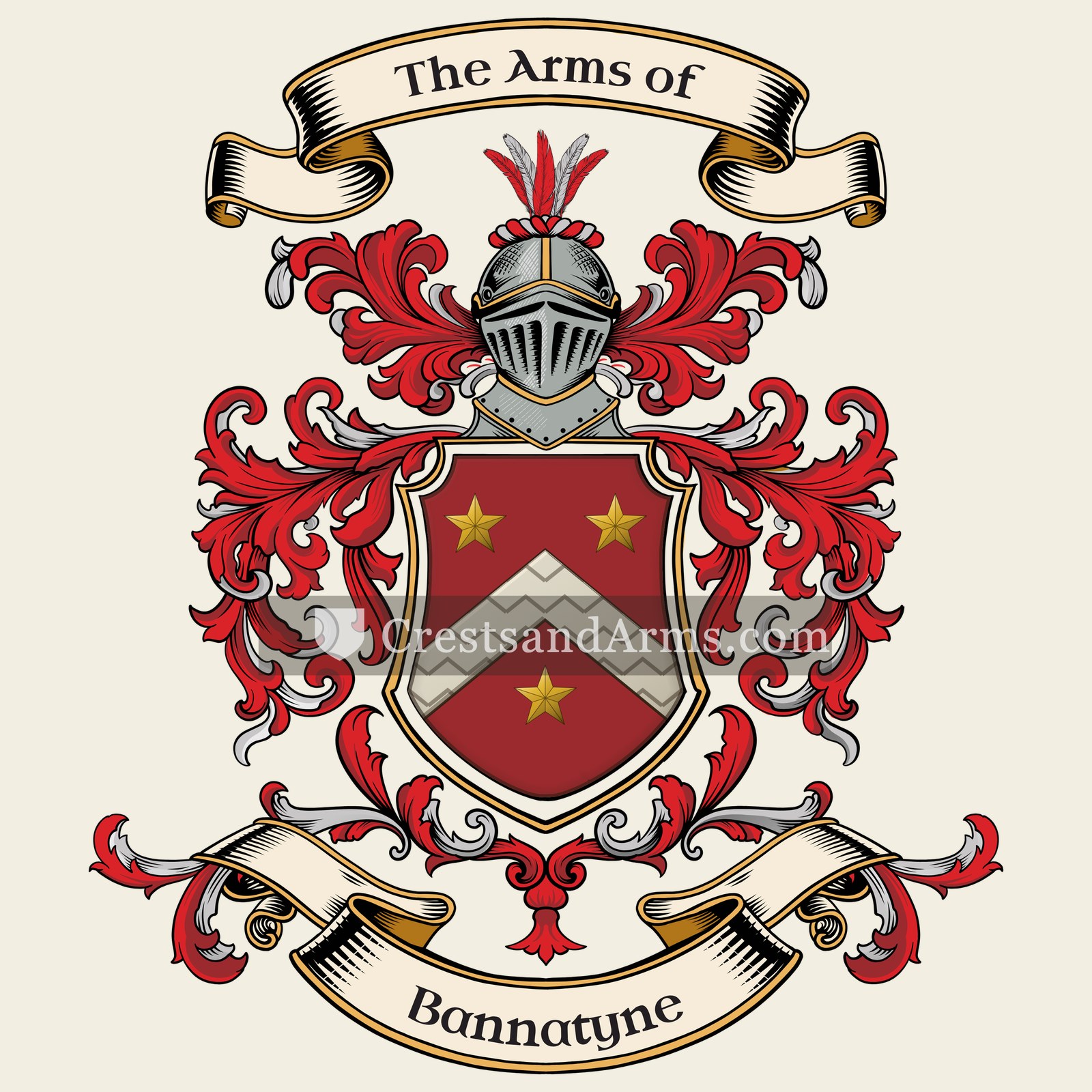 The Bannatyne coat of arms, drawn from the recorded blazon