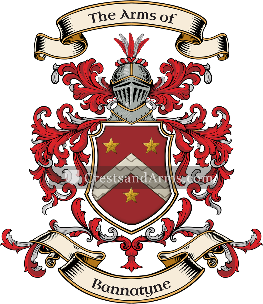 The Bannatyne coat of arms, drawn from the recorded blazon