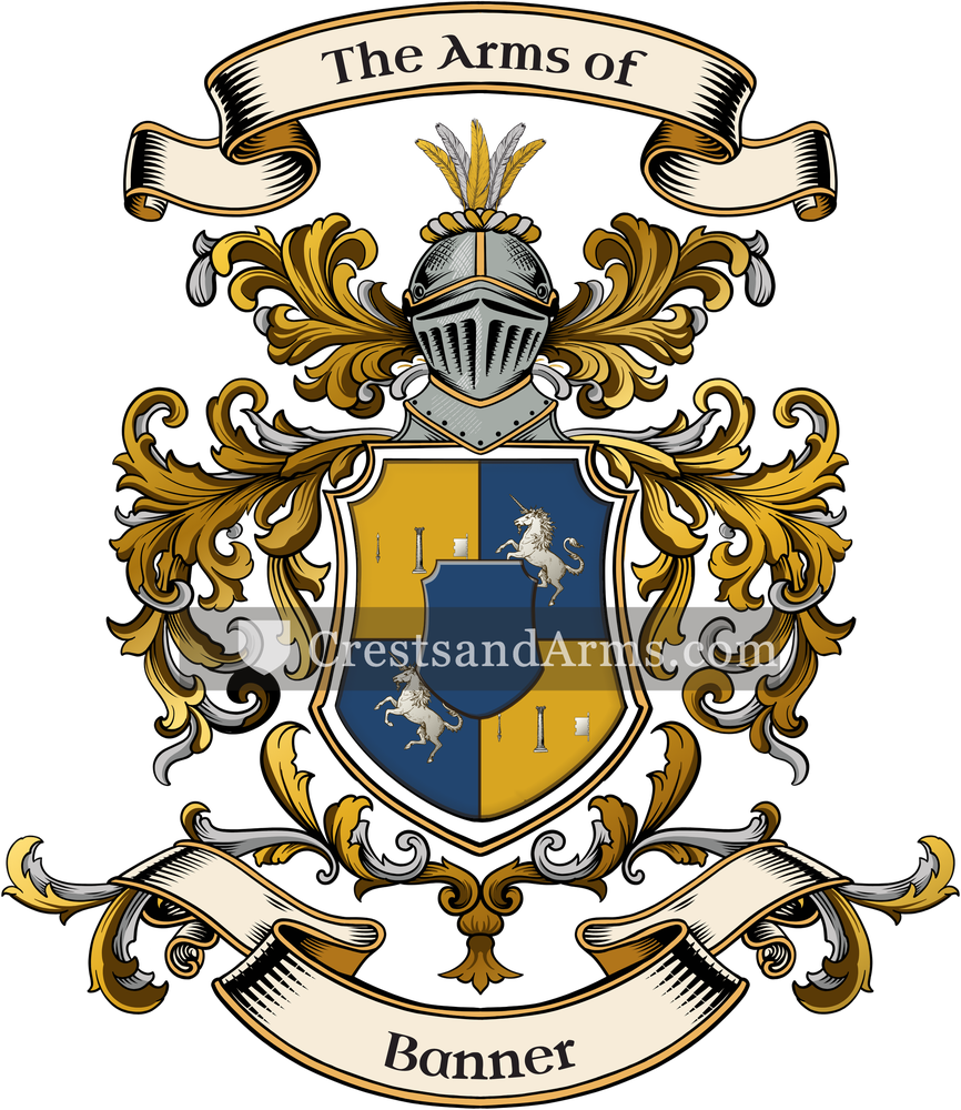 The Banner coat of arms, drawn from the recorded blazon