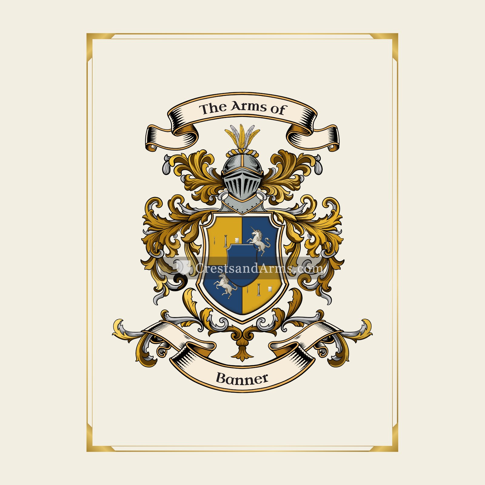 With gold border