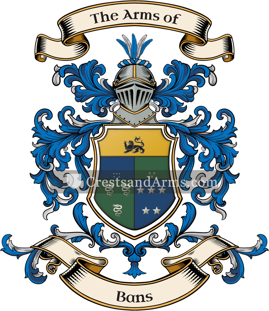 The Bans coat of arms, drawn from the recorded blazon