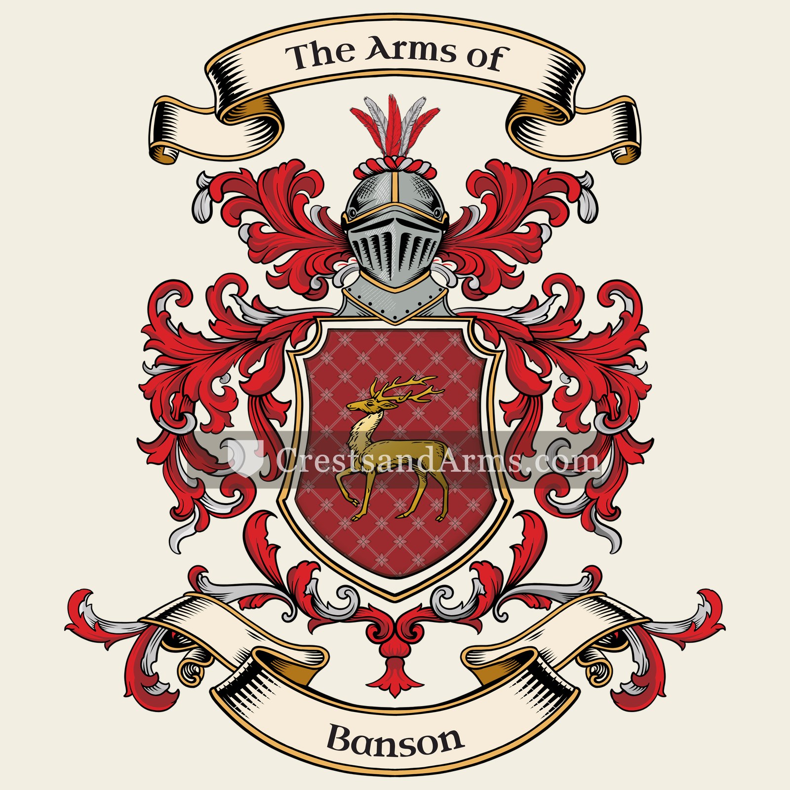 The Banson coat of arms, drawn from the recorded blazon