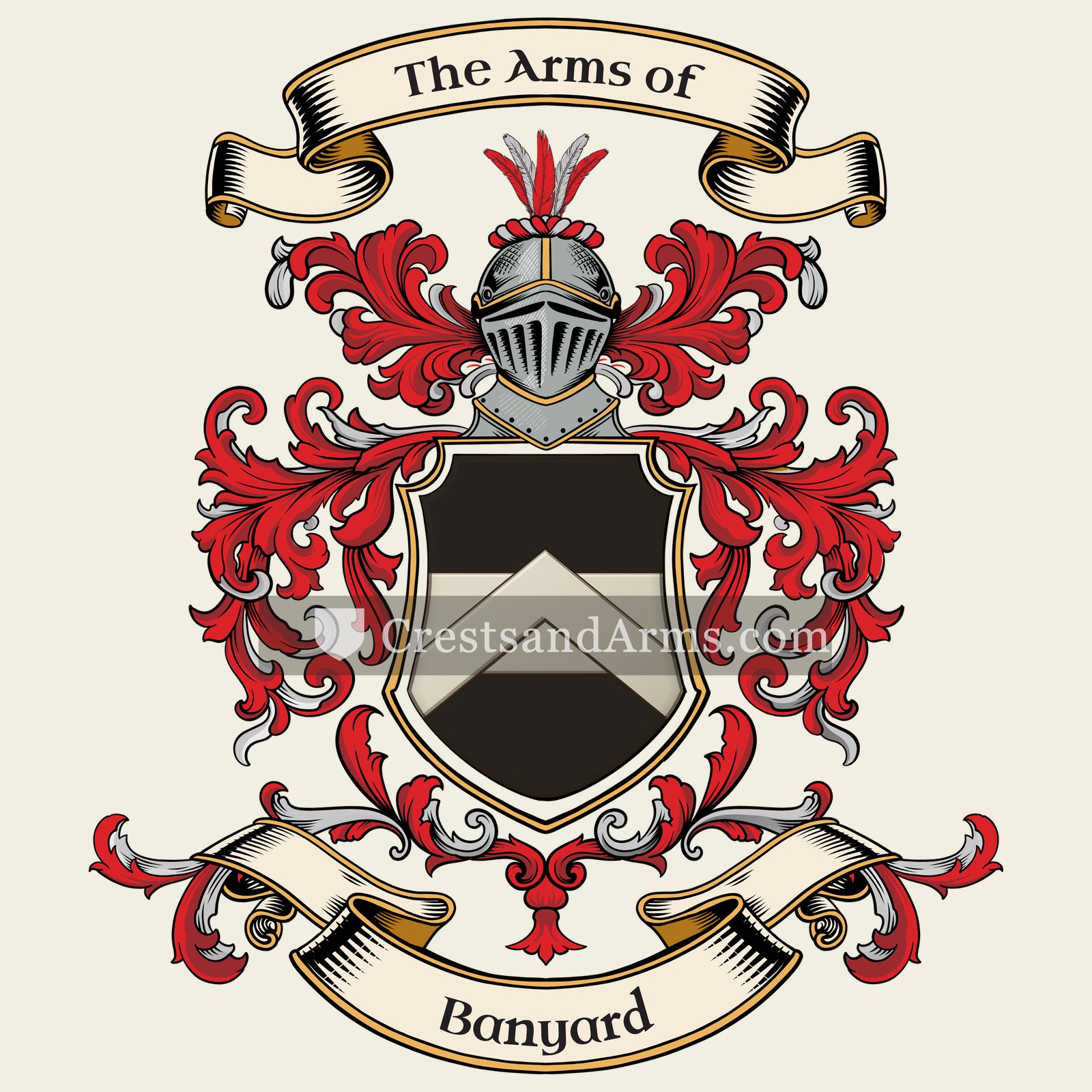 The Banyard coat of arms, drawn from the recorded blazon