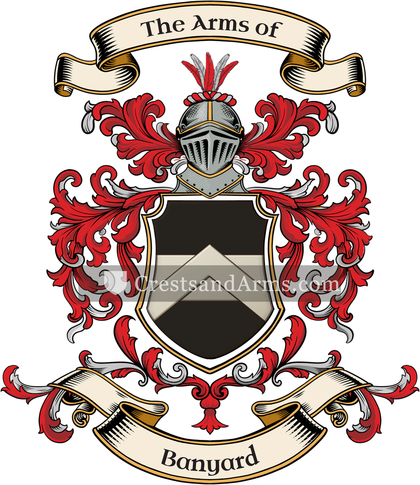 The Banyard coat of arms, drawn from the recorded blazon