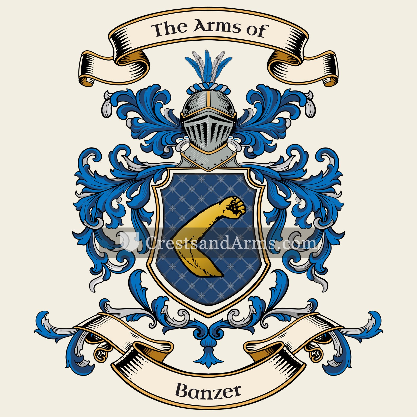 The Banzer coat of arms, drawn from the recorded blazon