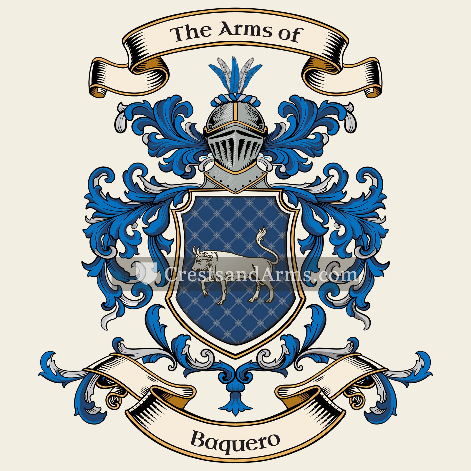 The Baquero coat of arms, drawn from the recorded blazon