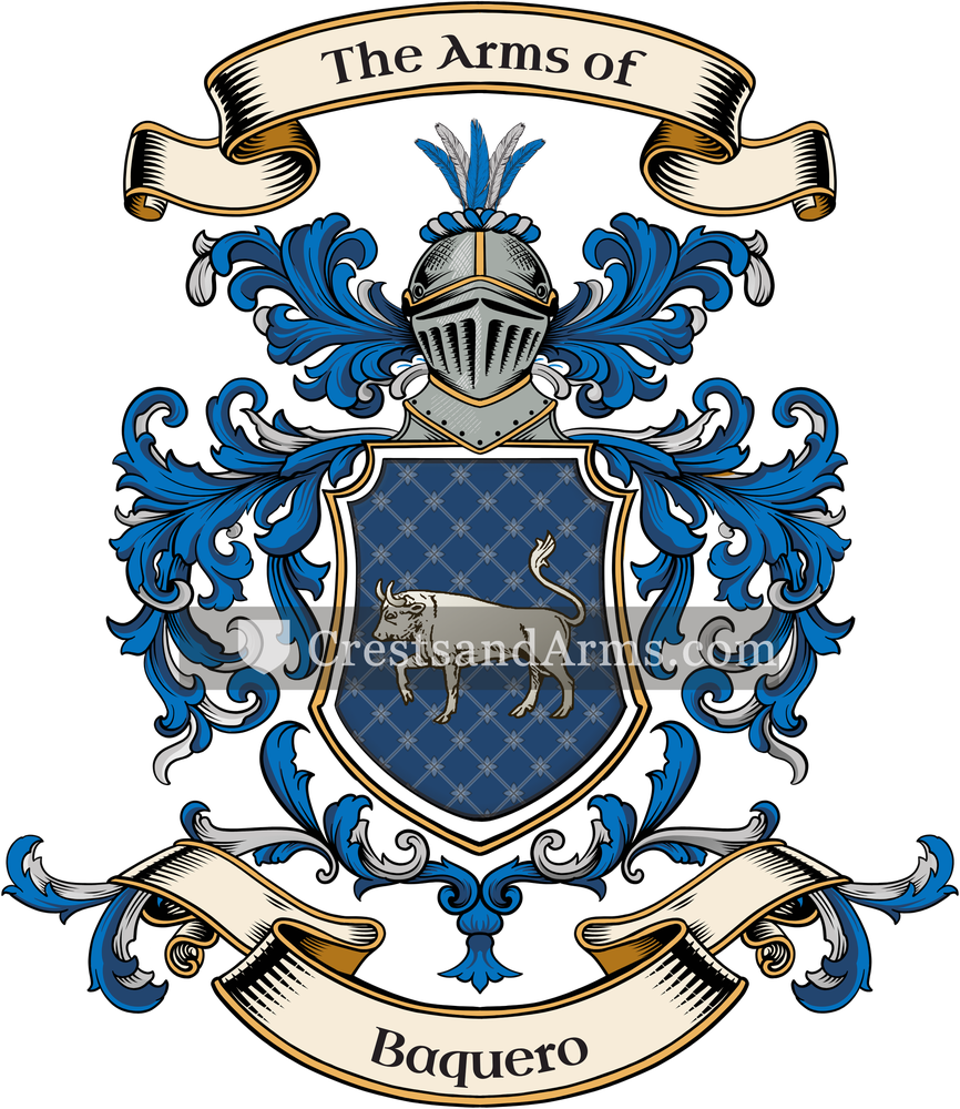 The Baquero coat of arms, drawn from the recorded blazon
