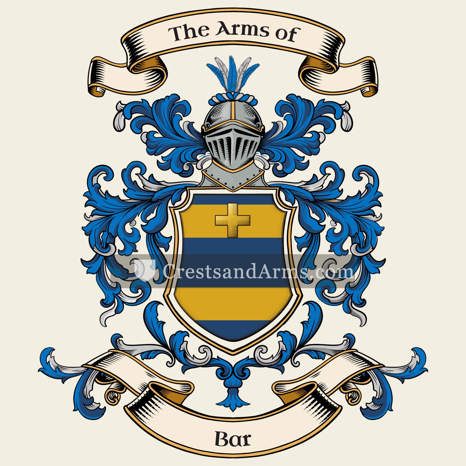 The Bar coat of arms, drawn from the recorded blazon