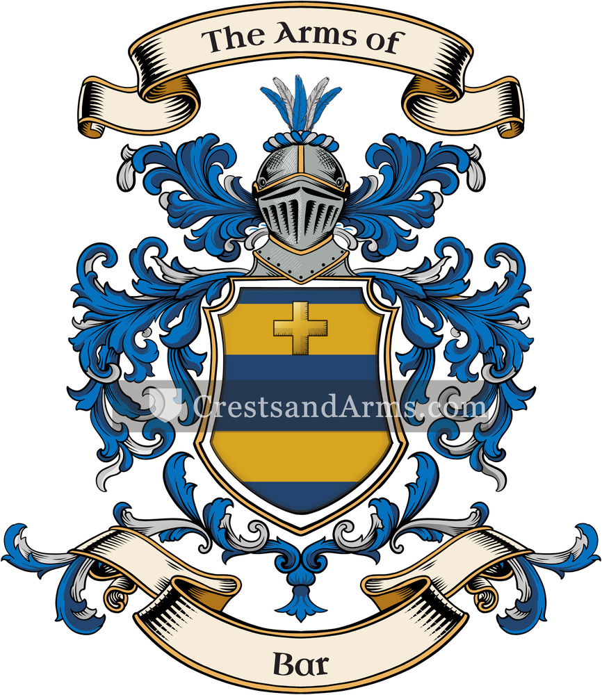 The Bar coat of arms, drawn from the recorded blazon