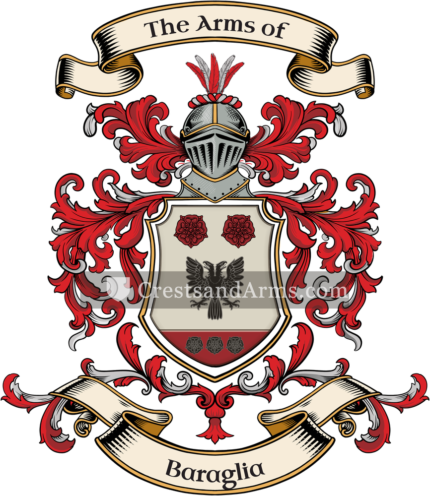 The Baraglia coat of arms, drawn from the recorded blazon