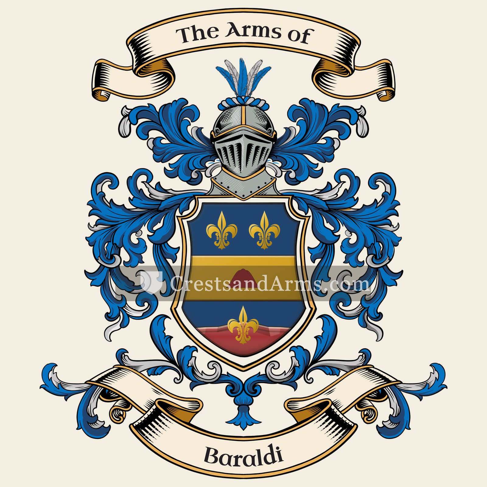 The Baraldi coat of arms, drawn from the recorded blazon