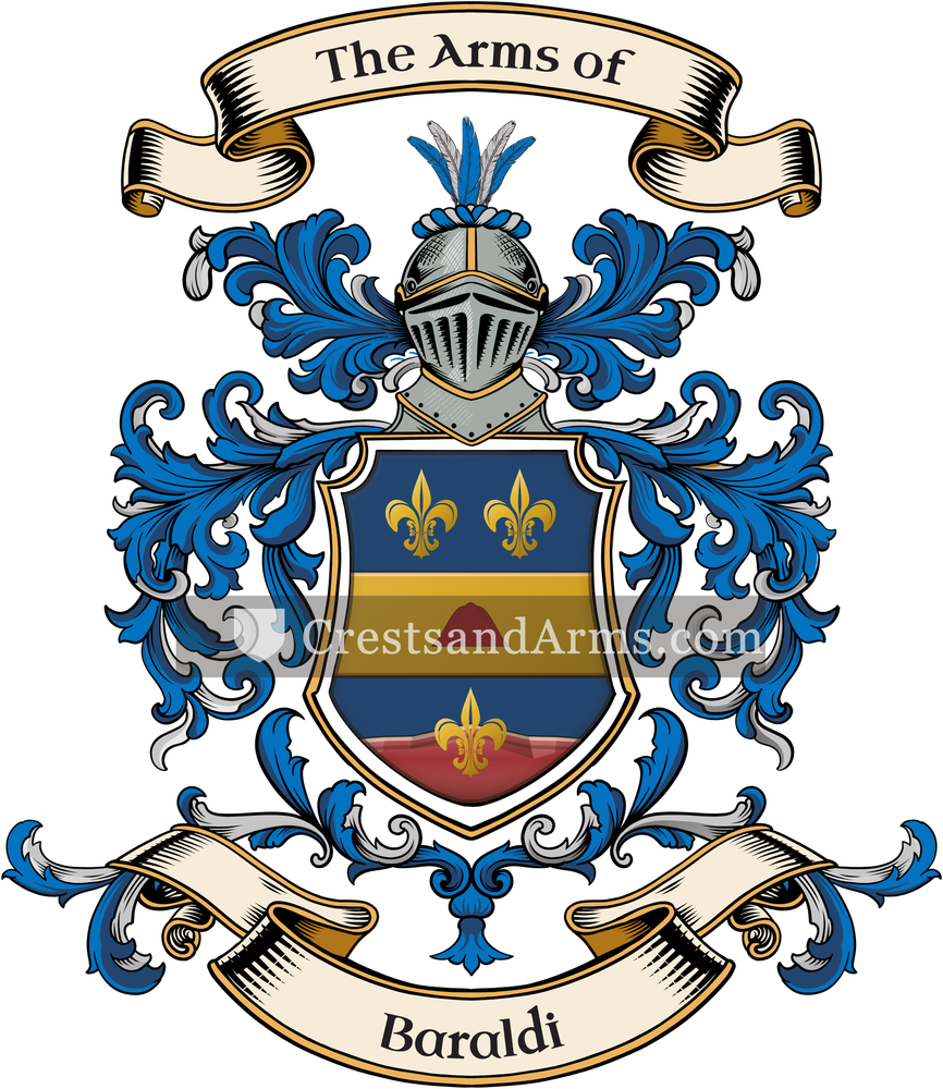 The Baraldi coat of arms, drawn from the recorded blazon