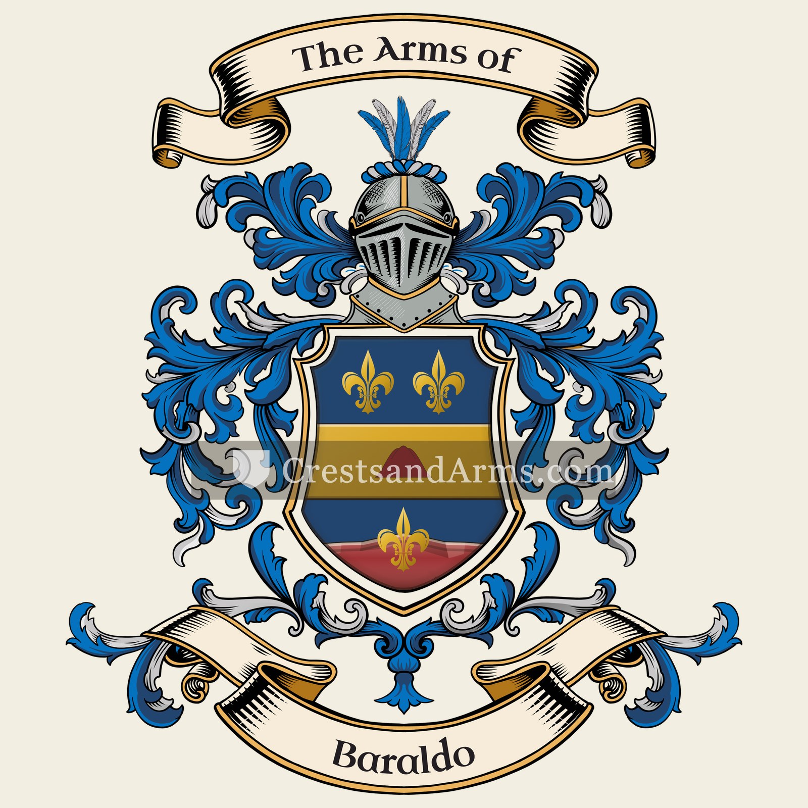 The Baraldo coat of arms, drawn from the recorded blazon