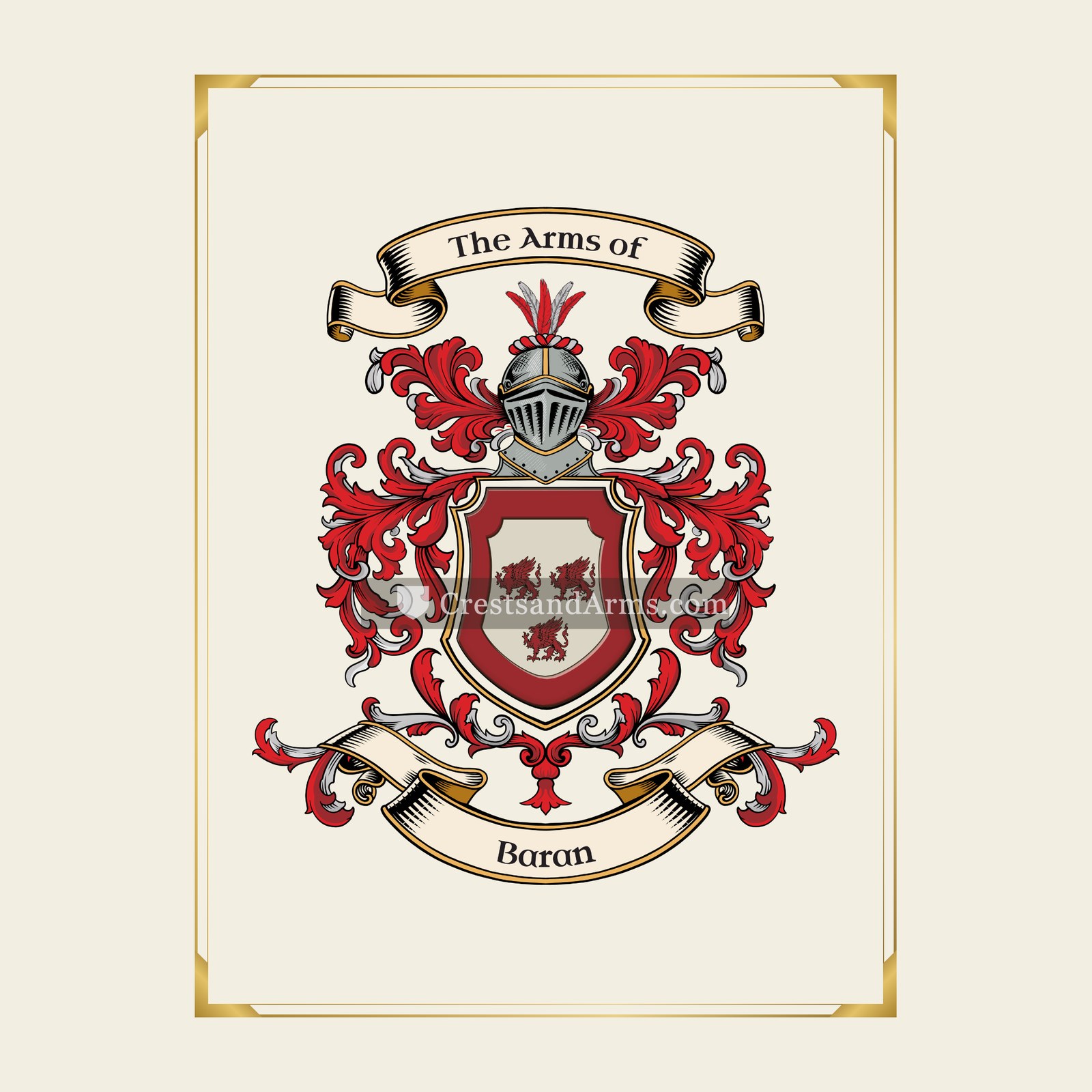 With gold border